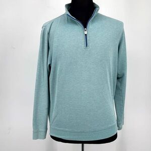 Peter Millar 1/4 Zip Pique Performance Golf Top Cotton Turquoise M‎